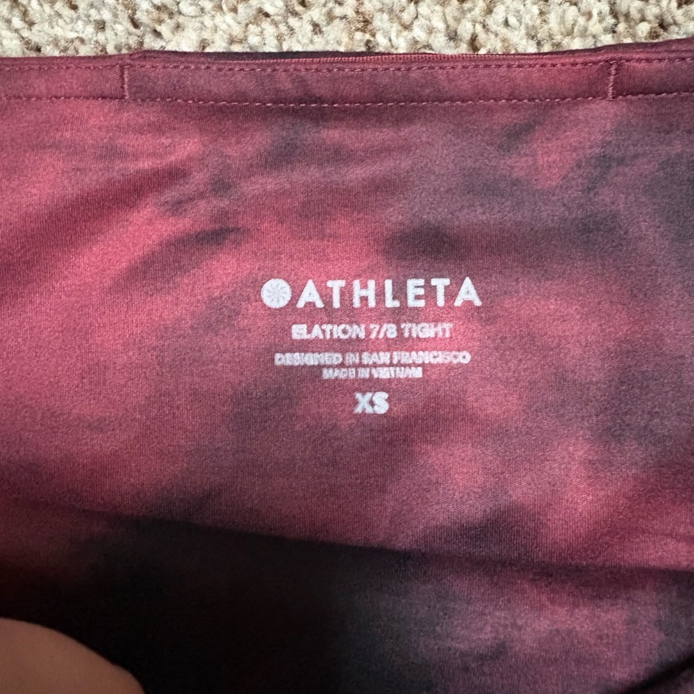 Athleta Elation 7/8 Tight In Orchid Pink Ice Dye Red & Black Powervita Leggings - Picture 4 of 9